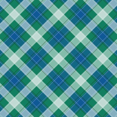 Yeşil ve Mavi Gingham deseni. Ekose, masa örtüleri, giysi, gömlek, elbise, kağıt, yatak, battaniye, yorgan ve diğer tekstil ürünleri - kareler doku. Vektör illüstrasyon Eps 10