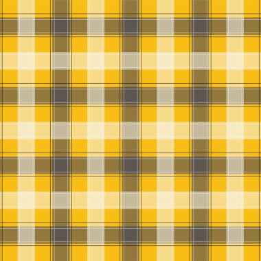 Sarı Gingham deseni. Ekose, masa örtüleri, giysi, gömlek, elbise, kağıt, yatak, battaniye, yorgan ve diğer tekstil ürünleri - kareler doku. Vektör illüstrasyon Eps 10
