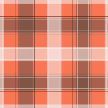 Turuncu Gingham deseni. Ekose, masa örtüleri, giysi, gömlek, elbise, kağıt, yatak, battaniye, yorgan ve diğer tekstil ürünleri - kareler doku. Vektör illüstrasyon Eps 10