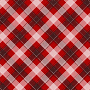 Kırmızı Gingham deseni. Ekose, masa örtüleri, giysi, gömlek, elbise, kağıt, yatak, battaniye, yorgan ve diğer tekstil ürünleri - kareler doku. Vektör illüstrasyon Eps 10