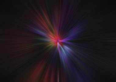 Parlayan parçacıklar ve çizgilerle ışık patlaması yıldızı. Güzel soyut ışınları arka plan.