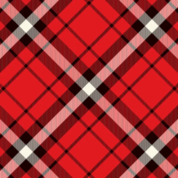 Schottenmuster in rot, weiß und schwarz. — Stockvektor