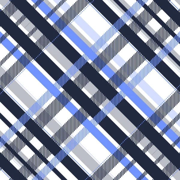 Tartan naadloos patroon in zwart en blauw. — Stockvector