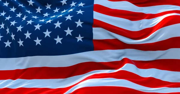 USA flag. Realistic flag of USA on the wavy surface of fabric. 3D Rendering.