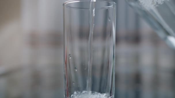 Pouring Clean Drinking Water Glasses Camera Movement Close — Stock Video