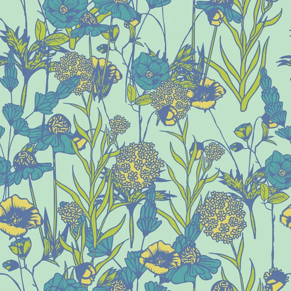 Beautifull flowers and leaves seamless pattern design