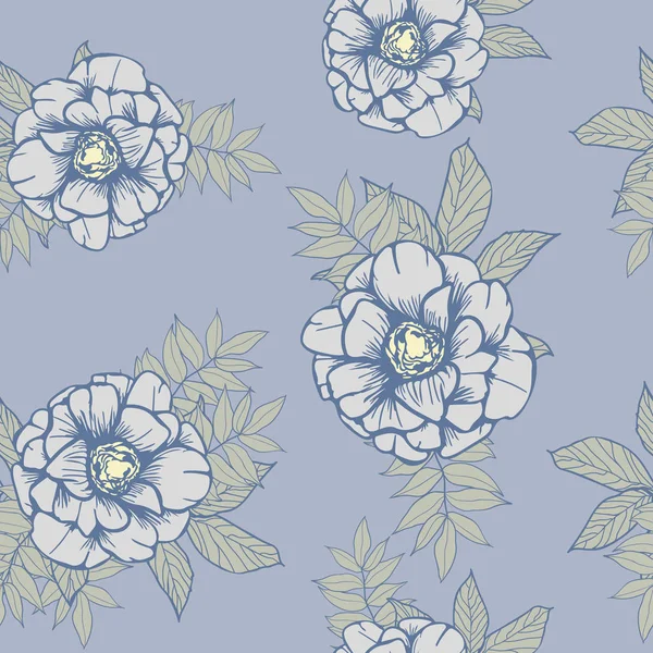 Beautiful Flowers Leaves Seamless Pattern Design — стоковый вектор