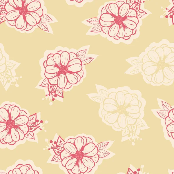 Beautifull tropical flowers and leaves seamless pattern design