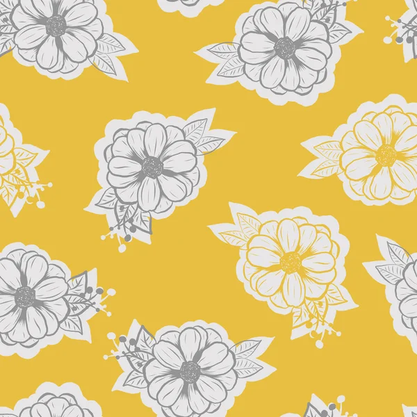 Beautifull tropical flowers and leaves seamless pattern design