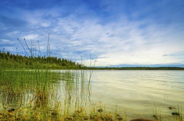 Su yansıması ve cl ile Holmon adasında Güzel deniz manzarası