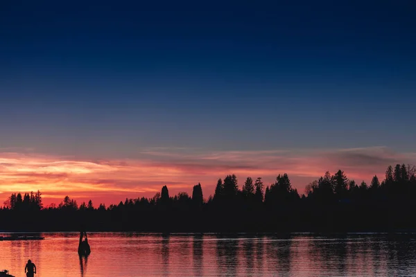 Spettacolare Tramonto Rosa Lungo Acqua — Foto Stock