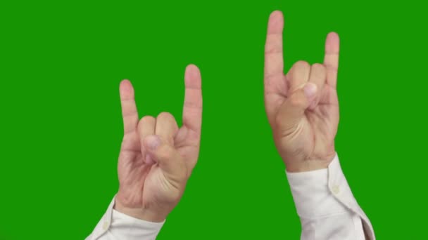 Hand signs on chroma key — Stock Video