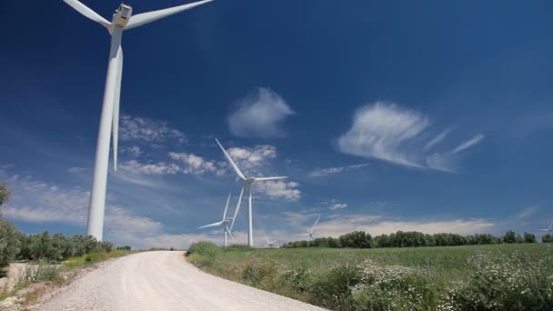 Облака Голубом Небе Энергия Ветра — стоковое видео