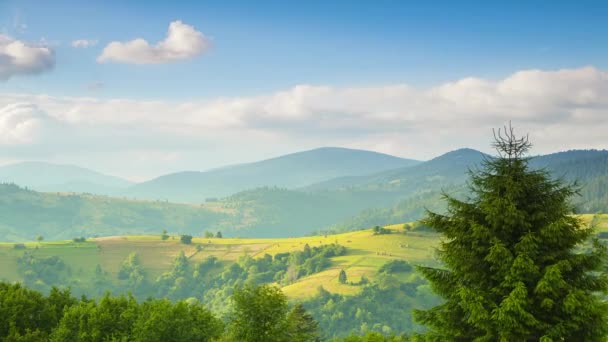 Nubes sobre montañas y valles carpáticos — Vídeos de Stock