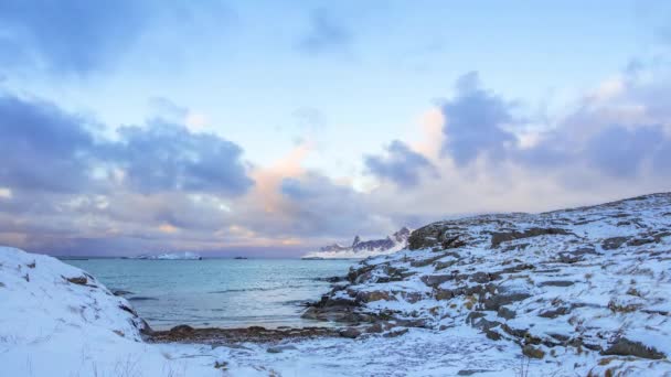 Nubes Sobre Bahía Invierno — Vídeos de Stock