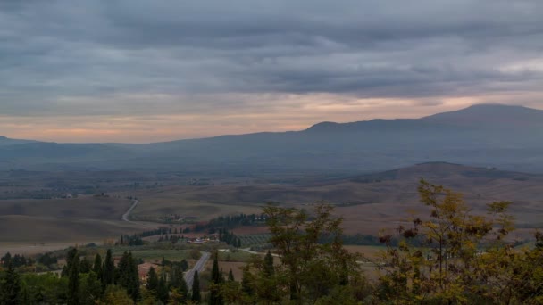 Oblačno Ráno Nad Toskánskem — Stock video