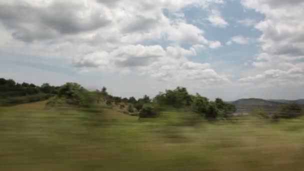 Naturaleza a través de la ventana del coche — Vídeos de Stock