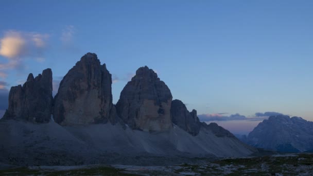 Восход Солнца Над Горами Tre Cime Lavaredo — стоковое видео