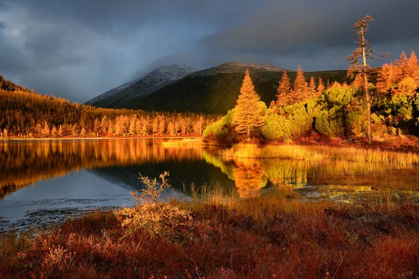 Alba Sul Lago Jack Londra Kolyma Regione Magadan Russia — Foto Stock