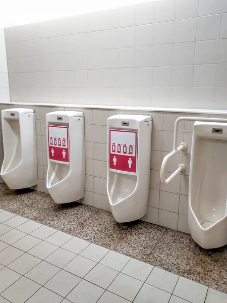 Coronavirus Covid Pandemic New Rules Use Public Bathrooms Keep Social — Stock Photo, Image