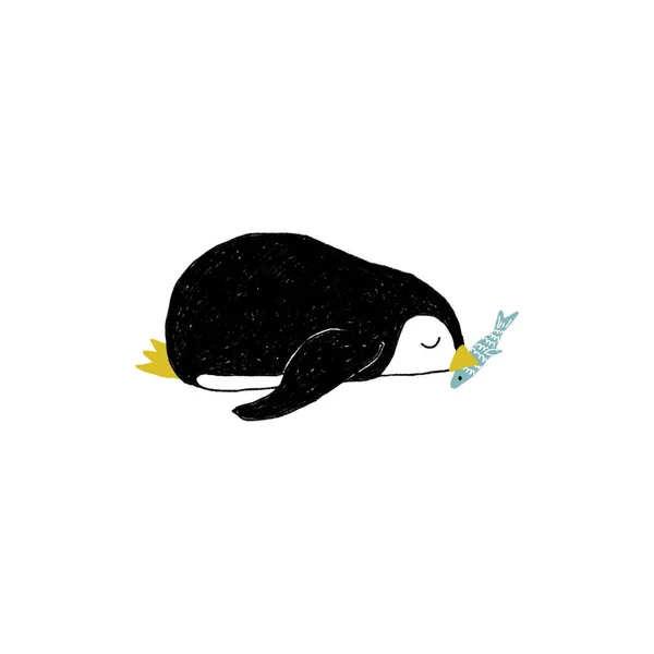 cute illustration with penguin