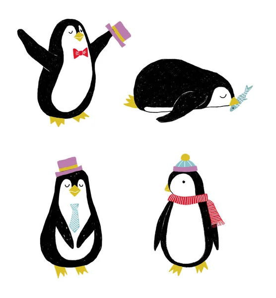 cute illustration with penguins