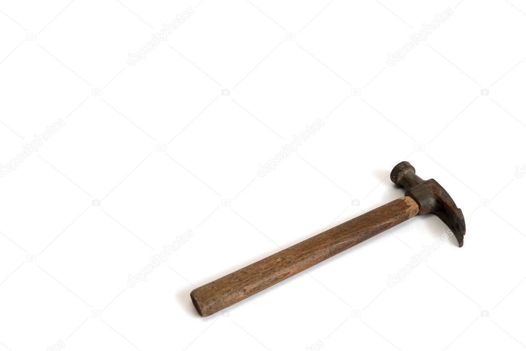 Hammer tool isolated on white background Construction concept background