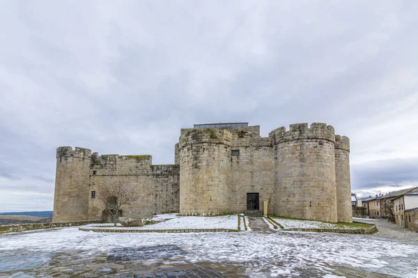 Castle of the village of Puebla de Sanabria in the province of Zamora Spain on a snowy winter day