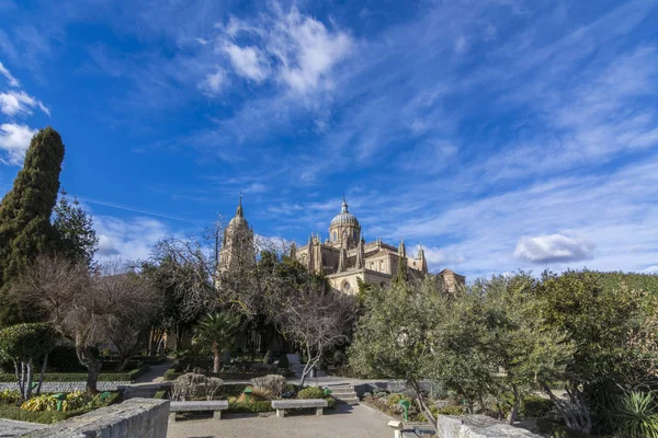 Veduta Della Torre Della Cupola Della Cattedrale Salamanca Dall Huerto — Foto Stock