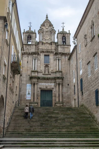 Каменная Лестница Старинные Классические Здания Испанского Города Оренсе Галиция — стоковое фото