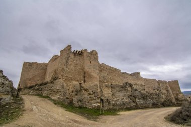 Castle of Calatayud in province of Zaragoza the nort of  Spain on cloudy day clipart