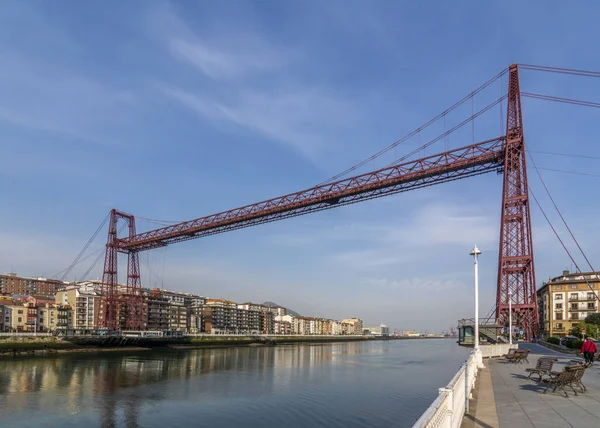 Den Hängande Bron Portugalete Färja Bro Som Förbinder Två Bankerna Stockbild