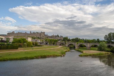 Carcassonne, Languedoc-Roussillon, Fransa kalesinin ortaçağ duvarları