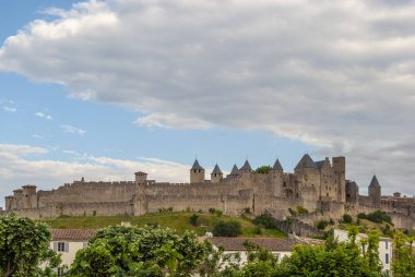 Carcassonne, Languedoc-Roussillon, Fransa kalesinin ortaçağ duvarları