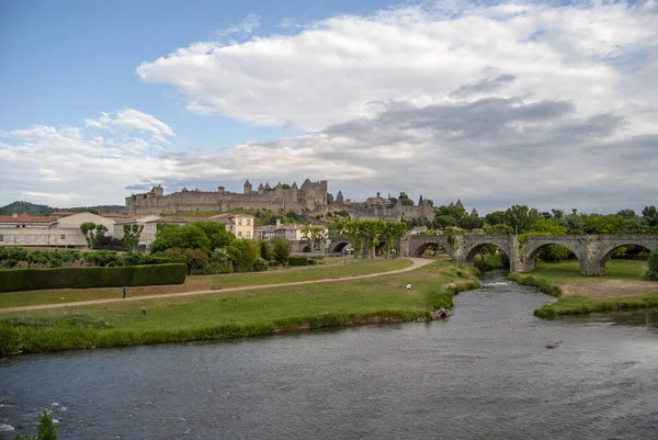 Remparts Médiévaux Château Carcassonne Languedoc Roussillon France — Photo