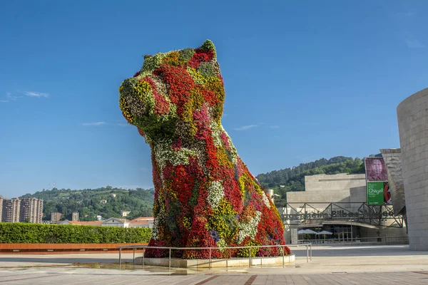 Bilbao Spanien Juni 2018 Valp Skulptur Designad Jeff Koons Framför Royaltyfria Stockbilder