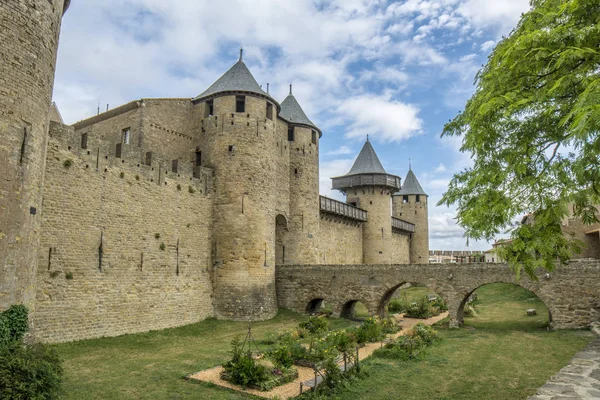 Remparts Médiévaux Château Carcassonne Languedoc Roussillon France — Photo