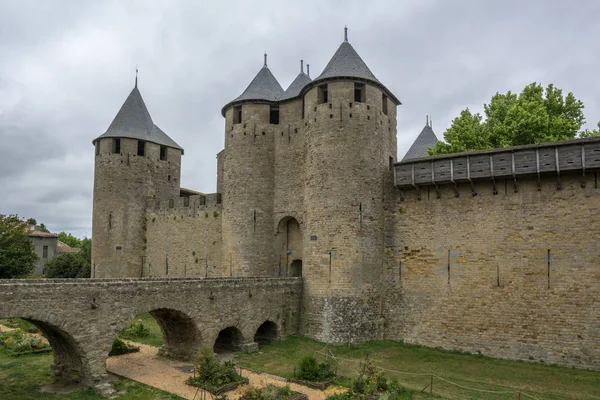 Remparts Médiévaux Château Carcassonne Languedoc Roussillon France — Photo