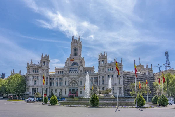 Madrid Spanien April 2017 Cybeles Torget Plaza Cibeles Och Centrala — Stockfoto