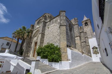 Vejer de la Frontera, Endülüs, İspanya, Temmuz 2017: kilise kutsal Savior, Ana Kilisesi Vejer, klasik Endülüs beyaz şehirde Cadiz il