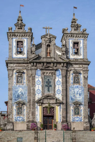 Porto Portugal Abril 2013 Fachada Com Azulejos Cerâmicos Igreja Santo — Fotografia de Stock