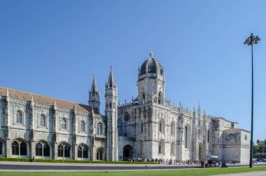 Lizbon, Portekiz Ağustos 2013: Jeronimos Monastery veya Hieronymites Manastırı Lizbon'da bulunan