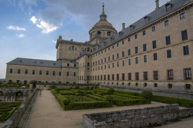 San Lorenzo de El Escorial , Spain, July2015: El Escorial, monastery, interior gardens, province Madrid, Spain.