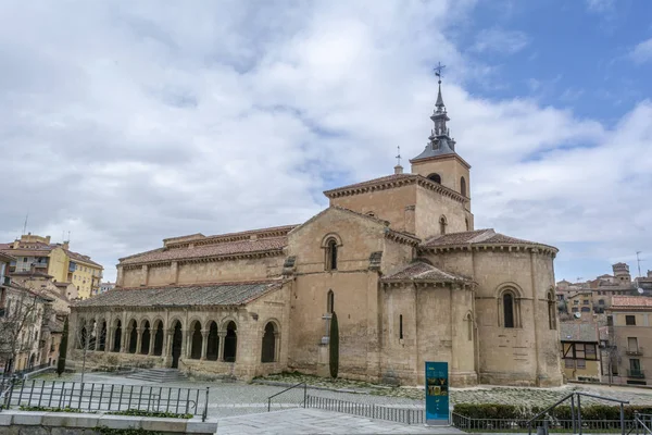 Segovia España Marzo 2015 Vista Lateral Pequeña Iglesia Medieval San — Foto de Stock