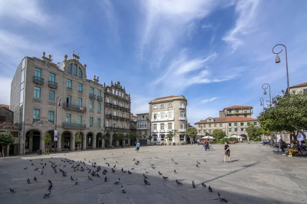 Pontevedra Galiza Espanha Setembro 2018 Praça Ferreria Centro Histórico Cidade — Fotografia de Stock