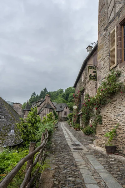 Conques Midi Pyrenees France June 2015 Typical Narrow Stone Street — Stock Photo, Image