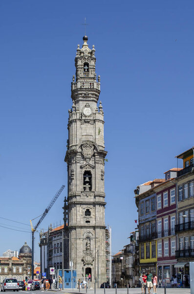 Porto, Portugal - August  2014: The Clerigos Tower is one of the most emblematic monuments of the Porto city.