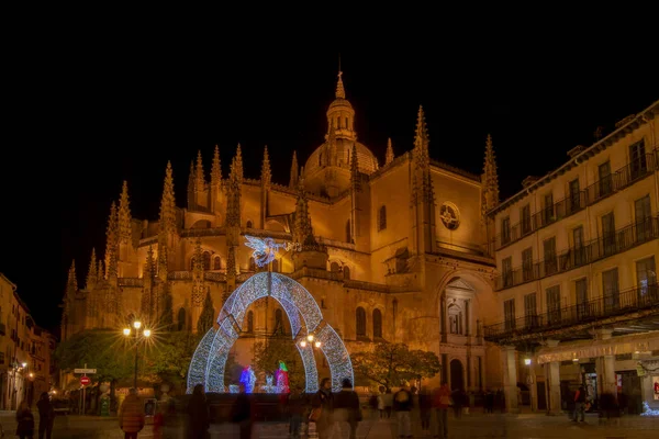 Segovia Spanien Dezember 2016 Weihnachtliche Beleuchtung Und Dekorationen Schmücken Den — Stockfoto