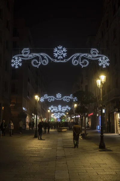 Salamanca Spain December 2018 Shopping Street Salamanca City Decorated Christmas — Stock Photo, Image