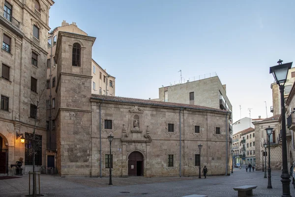 Salamanca Hiszpania Grudnia 2018 Fasada Kościoła San Boal Zabytkowym Centrum — Zdjęcie stockowe